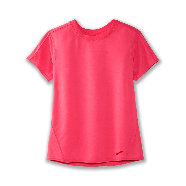 Brooks Distance Womens Short Sleeve Running Shirt - Fluoro Pink - Indonesia (COGE-72694)